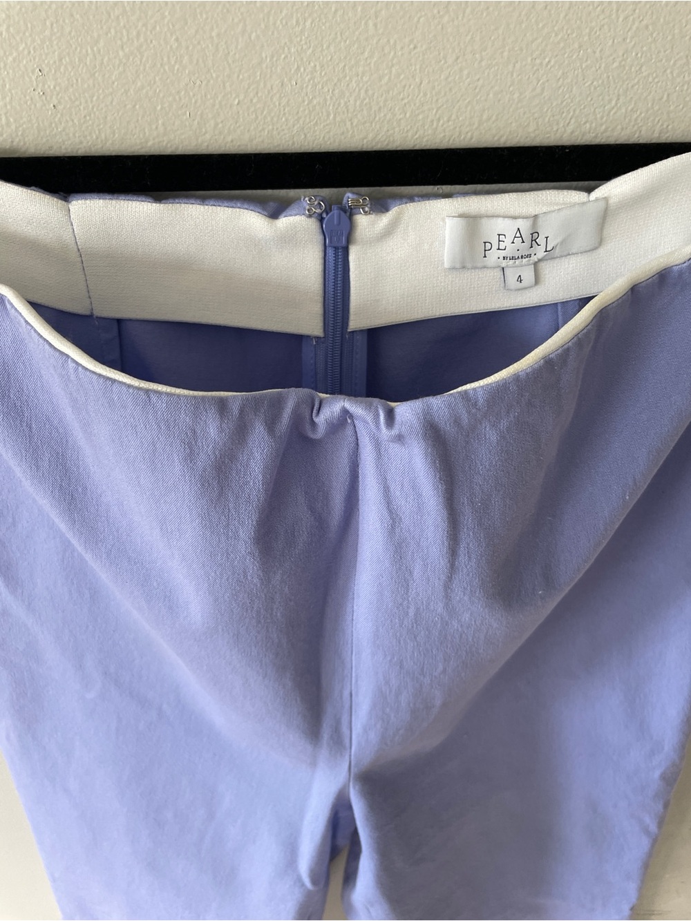 Coastal High Waisted Ankle Trousers Size 4 Quiet Luxury Pastel Purple Blue - Picture 4 of 7